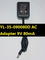*Brand NEW* YL-35-090080D 9V 80mA AC Adapter YL35090080D - Click Image to Close