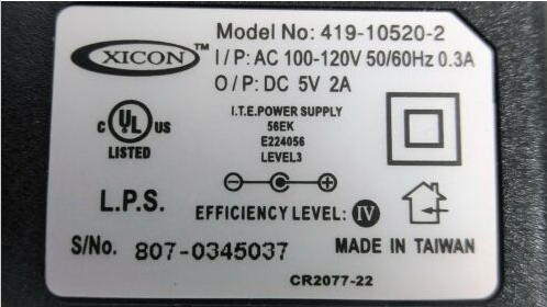 NEW 5V 2A Xicon 419-10520-2 Wall Mount AC Adapter Power Supply 1.7MM PLUG