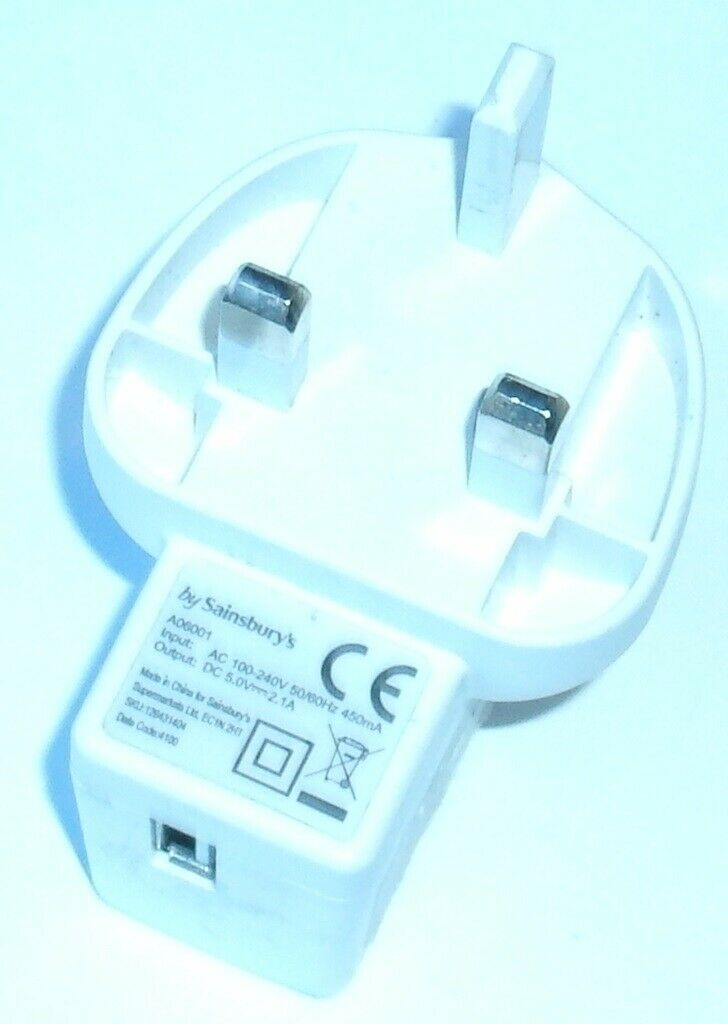 NEW 5V 2.1A SAINSBURY'S A06001 UK PLUG USB AC-DC ADAPTER