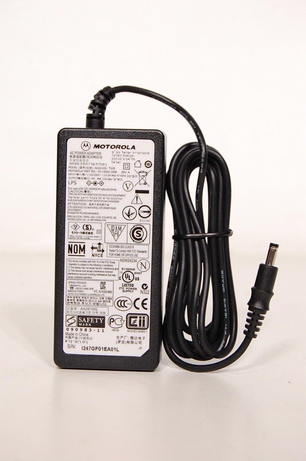 NEW 9V 2A Motorola 50-14000-266R AA26100L Ac Adapter