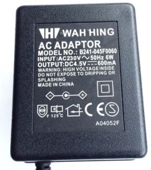 NEW 4.5V 600mA WAH HING B241-045F0060 AC ADAPTER - Click Image to Close