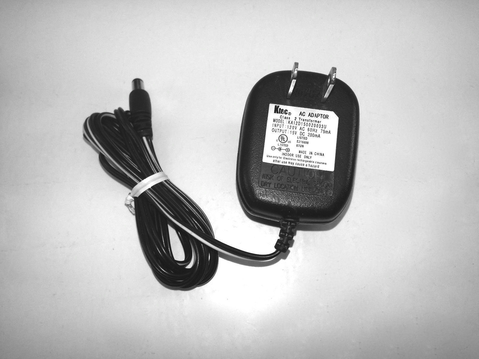 NEW 15V 200mA Ktec Power Cable AC Cord Adapter For Vacuum Cleaner BD10100 BD10085 - Click Image to Close