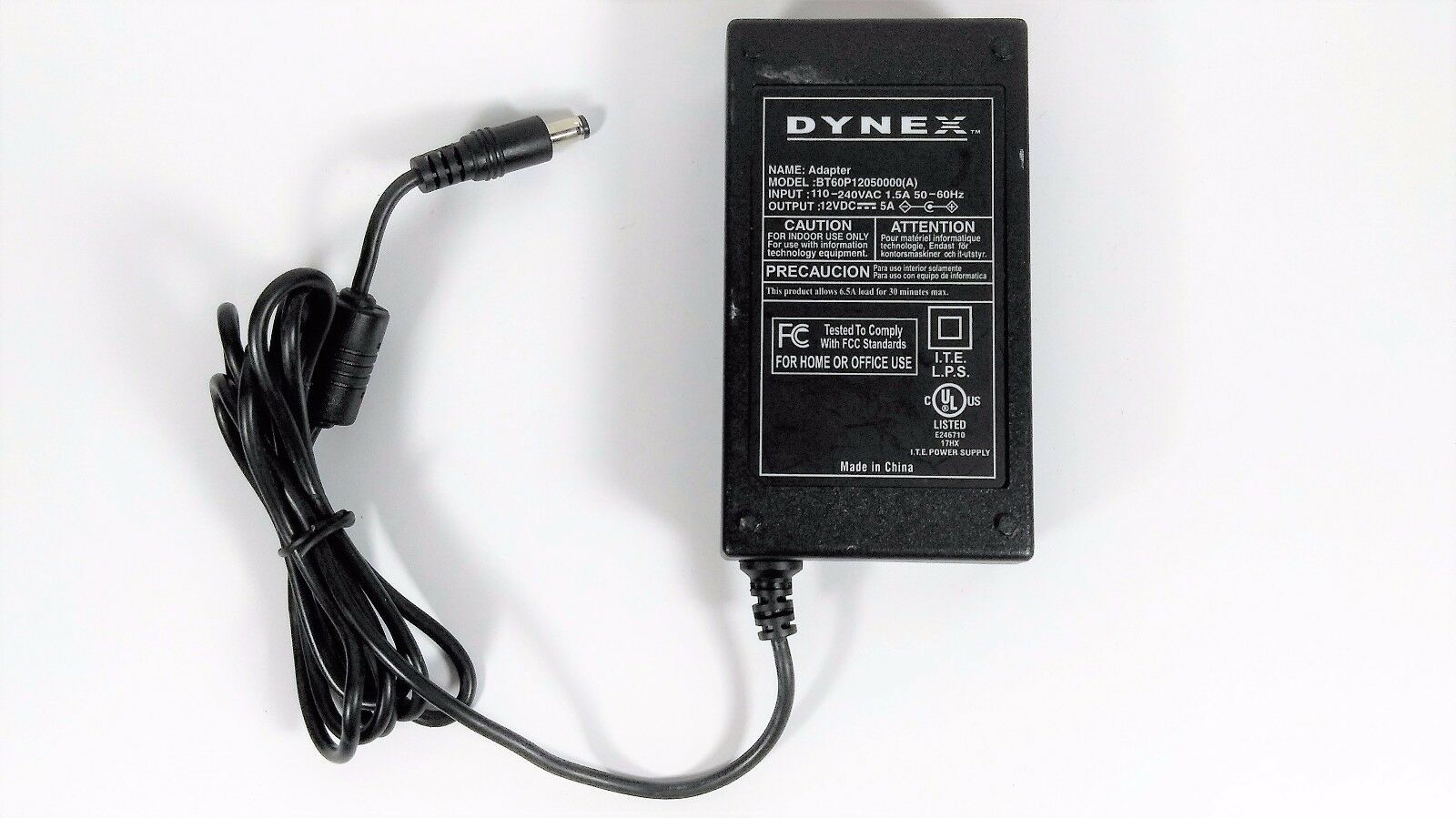 NEW 12V 5A Dynex BT60P12050000 (A) AC Adapter
