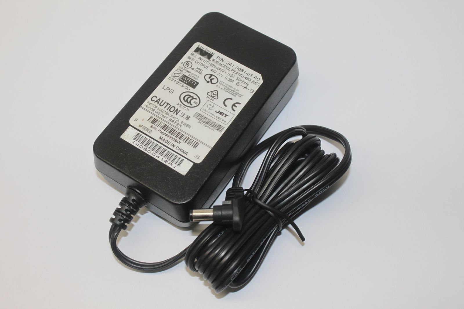 NEW 48V 0.38A Cisco PSA18U-480(JMC) CP-PWR-CUBE-3 AC Power Supply Adapter