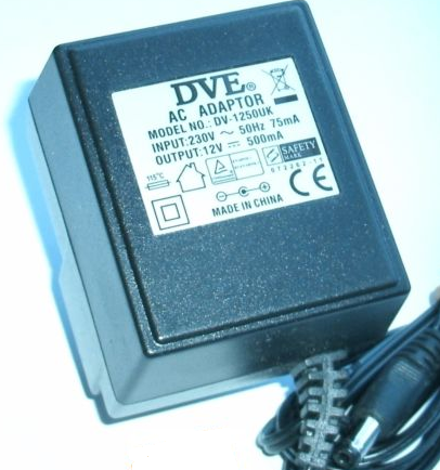 NEW 12V 500mA DVE DV-1250UK AC ADAPTER