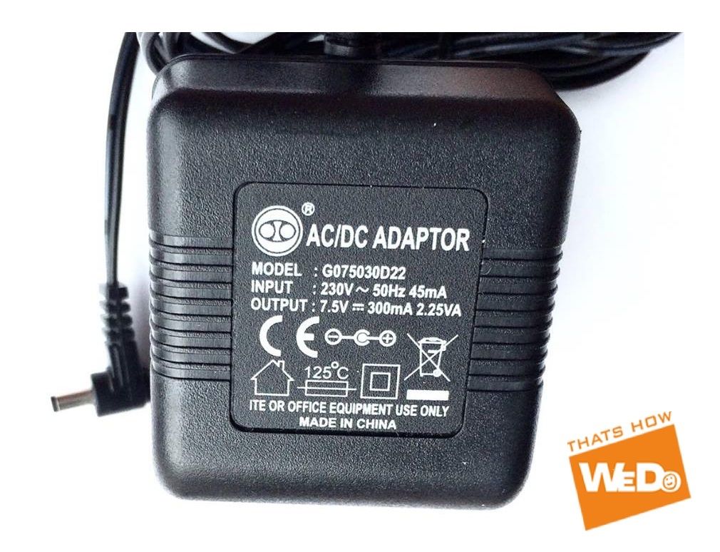 NEW 7.5V 300mA G075030D22 AC/DC POWER ADAPTER UK PLUG