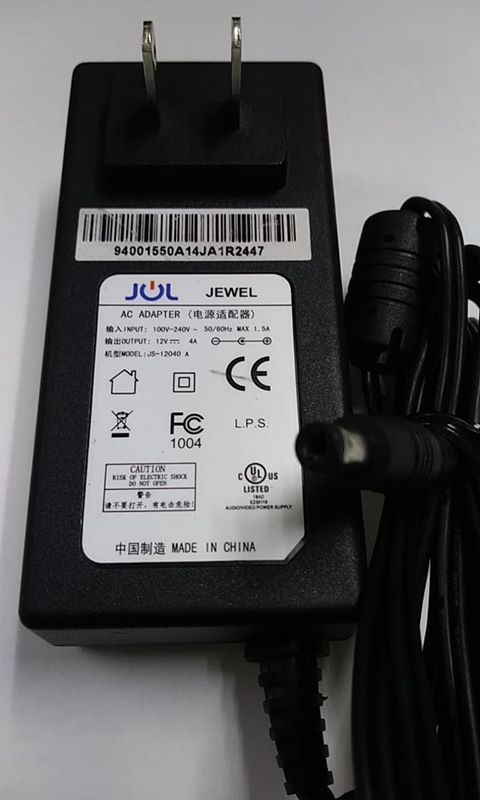 NEW 12V 4A JEWEL JS-12040A Power Tower AC Cable Adapter Cord For le22t3a le24a300 le24t6 le22a300
