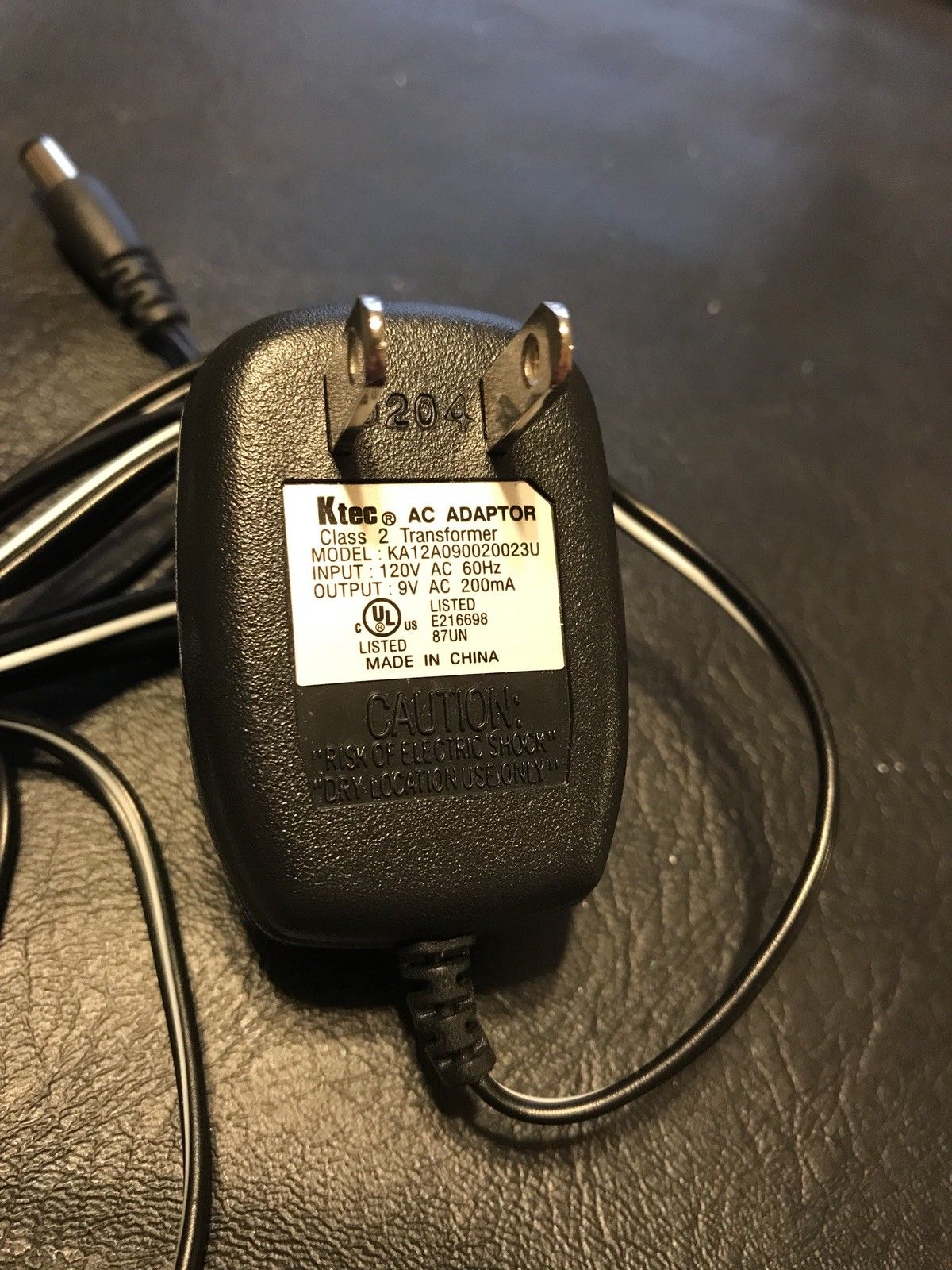 New 9V 200mA Ktec KA12A090020023U Class 2 Transformer Power Supply Ac Adapter