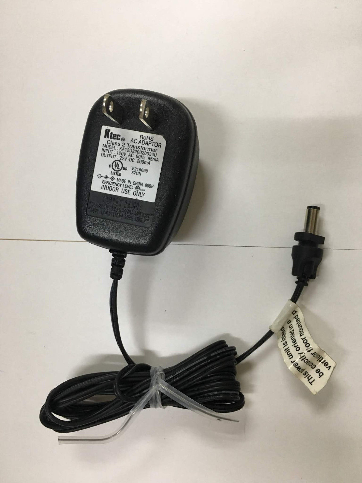 New 22V 200mA Ktec KA12D220020034U AC/DC Adapter for Euro Pro Shark HV301