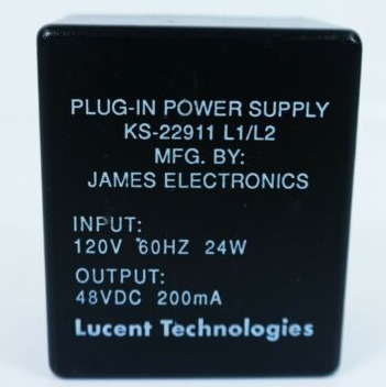 NEW 48V 200mA JAMES ELECTRONICS KS-22911 L1/L2 AC ADAPTER PLUG IN CLASS 2 for ISDN Phones