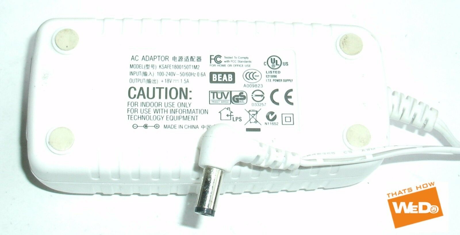 NEW 18V 1.5A KSAFE1800150T1M2 Ac Adapter - Click Image to Close
