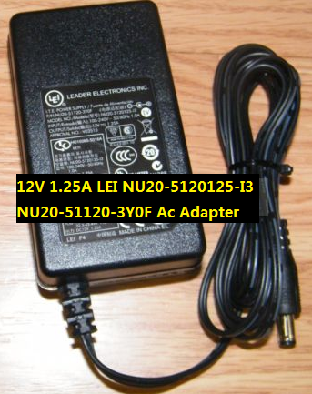 *Brand NEW* LEI NU20-5120125-I3 NU20-51120-3Y0F 12V 1.25A Ac Adapter
