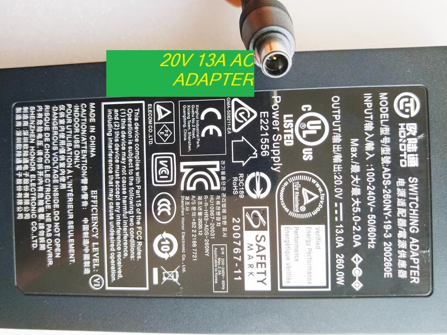 *Brand NEW*ADS-260NY-19-3 200260E 20V 13A AC ADAPTER Power Supply