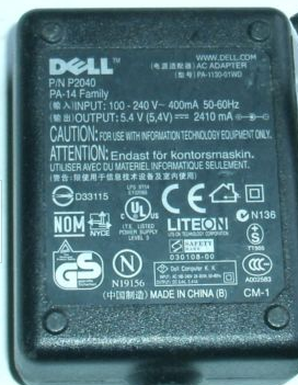 NEW 5.4V 2410mA DELL PA-1130-01WD P2040 AC ADAPTER