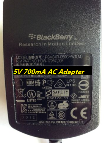 *Brand NEW*Blackberry PSM04R-050CHW1 5V 700mA AC Adapter