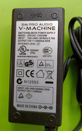 *Brand NEW*Original SMPRO AUDIO V-MACHINE GPE242-120200W 12V 2A AC/DC ADAPTER Power Supply
