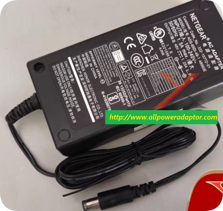 *Brand NEW*with Large Plug 6330 Charging Cable Transformer ADS-65DI-48-1 48060E NETGEAR Eurogate 48V 1.25A Pow