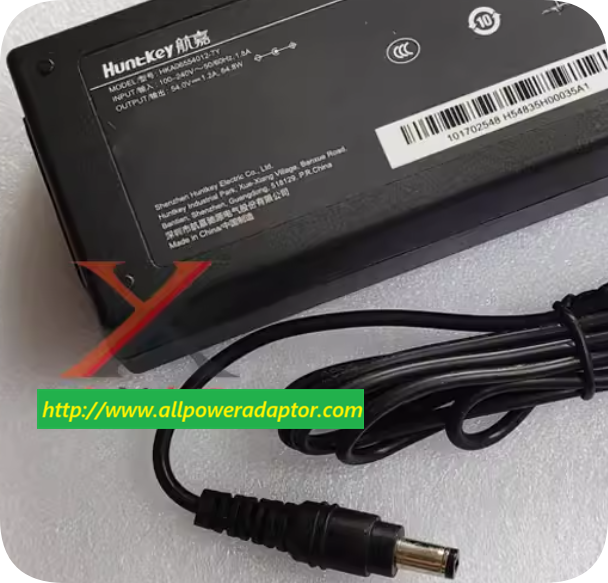 *Brand NEW*HKA06554012-7Y charging cable 5.5*1.7 plug transformer Huntkey 54V 1.2A power supply adapter