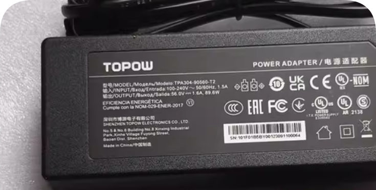 *Brand NEW*TOPOW TPA304-90560-T2 Charging Cable DC 89.6W Transformer 56V 1.6A Power Adapter