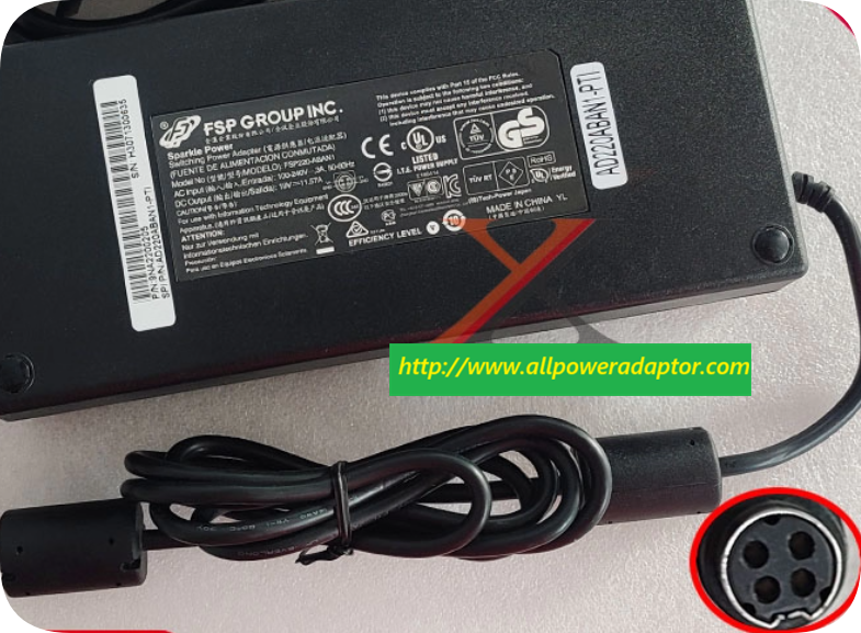 *Brand NEW*FSP 19V 11.57A power adapter cable FSP220-ABAN1/AN2 four-pin 4-hole plug transformer
