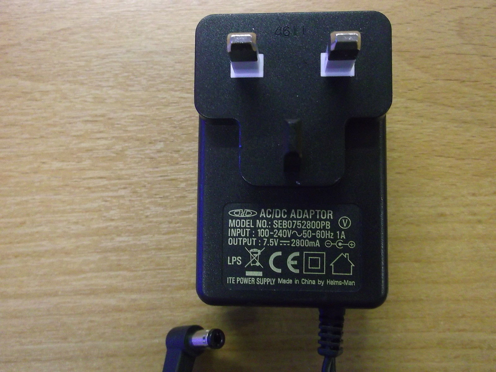 NEW 7.5V 2.8A Helms-Man SEB0752800PB AC ADAPTER