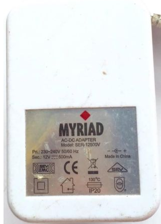 NEW 12V 500mA MYRIAD SER-12500V AC/DC POWER ADAPTER