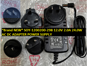 *Brand NEW* 12.0V 2.0A 24.0W AC DC ADAPTER SOY-1200200-298 POWER SUPPLY - Click Image to Close