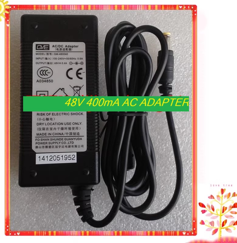 *Brand NEW*GVE TOPSEC TOPAP 8000 TAP-62400 48V 400mA AC ADAPTER Power Supply