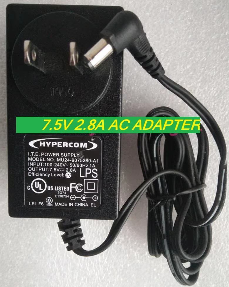 *Brand NEW* MU24-9075280-A1 HYPERCOM 7.5V 2.8A AC ADAPTER Power Supply