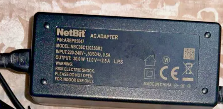 *Brand NEW* NetBit-Arris PowerAdaptor 12V 2.5A AC ADAPTER NBC36C120250M2 AREP05647 POWER SUPPLY