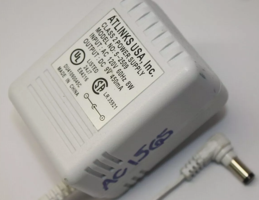 *Brand NEW*Atlinks USA Inc 5-2509 Class 2 9V 450mA AC/DC Adapter Power Supply