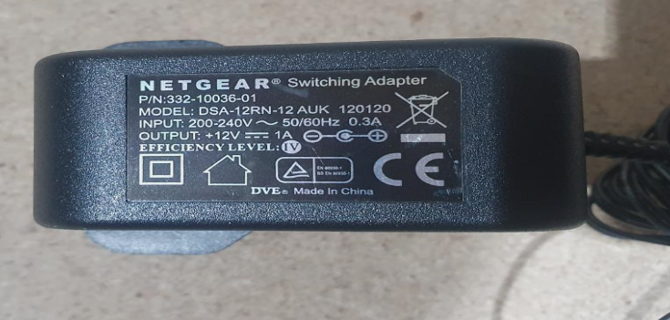 *Brand NEW*Netgear 12-V 1-Amp AC ADAPTOR DSA-12RN-12 AUK Black POWER SUPPLY