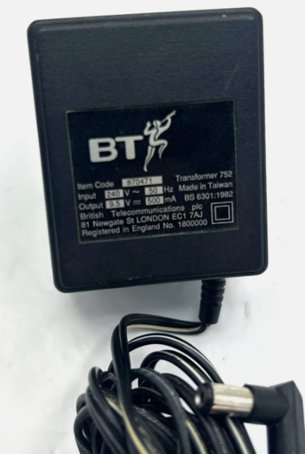 *Brand NEW*Genuine BT 9.5V 500mA AC ADAPTER Transformer 752 Item Code 870471 Power Supply