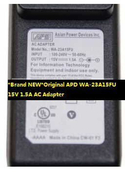 *Brand NEW*Original APD WA-23A15FU 15V 1.5A AC Adapter