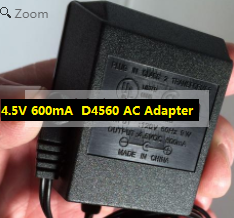 *Brand NEW* 4.5V 600mA AC Adapter Wall Plug D4560