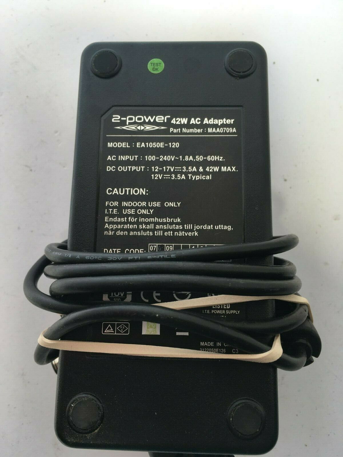 New EDAC 12V 3.5A EA1050E-120 AC Adapter 2-POWER MAA0709A Charger Power Supply