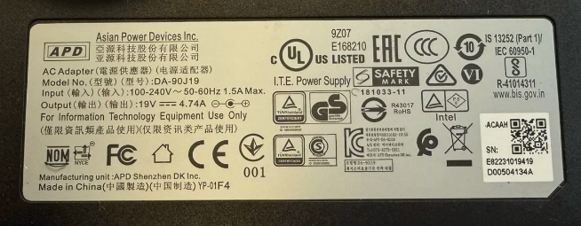 *Brand NEW*APD Asian Power Devices DA-90J19 19V 4.74A 90W AC Adapter Power Supply