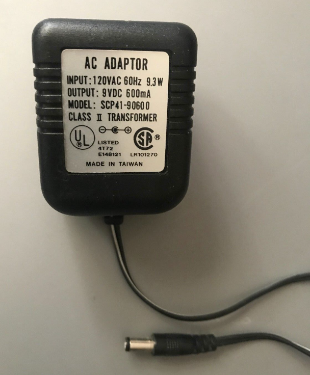 NEW AC ADAPTOR SCP41-90600 9V DC 600mA 5.4VA 5.5/2.1mm CLASS 2 TRANSFORMER