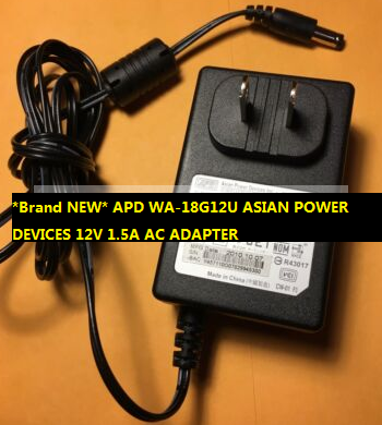 *Brand NEW* APD WA-18G12U ASIAN POWER DEVICES 12V 1.5A AC ADAPTER